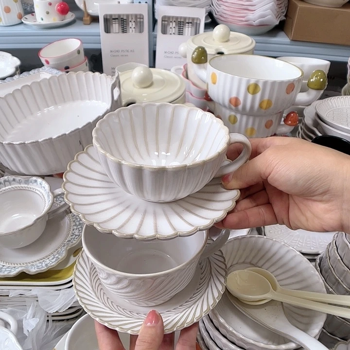 瓷片瑕疵特价咖啡杯碟