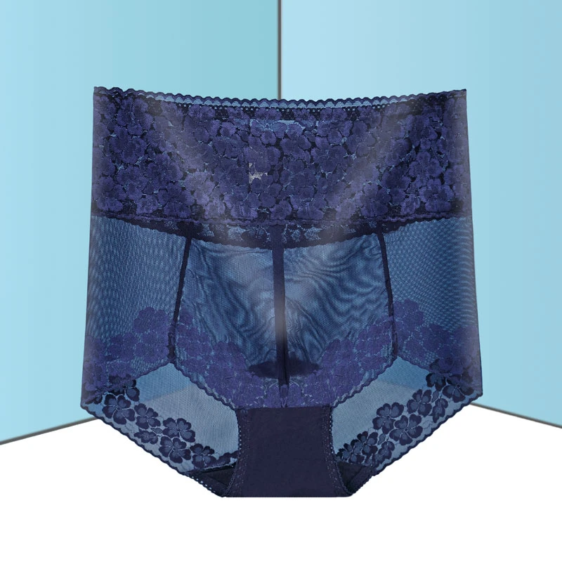 高腰大码女士内裤性感蕾丝透气镂空无痕提臀收腹收小肚夏季舒适