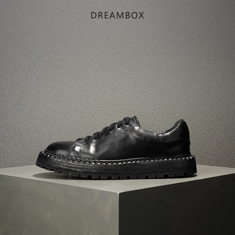 dreambox钧博vibram高端轻奢马皮夏季透气男鞋手工固特异休闲板鞋