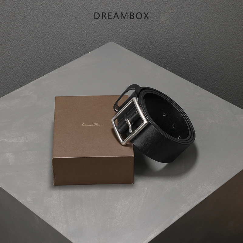 dreambox钧博经典款头层牛皮扣针皮带高档轻奢商务休闲男士腰带
