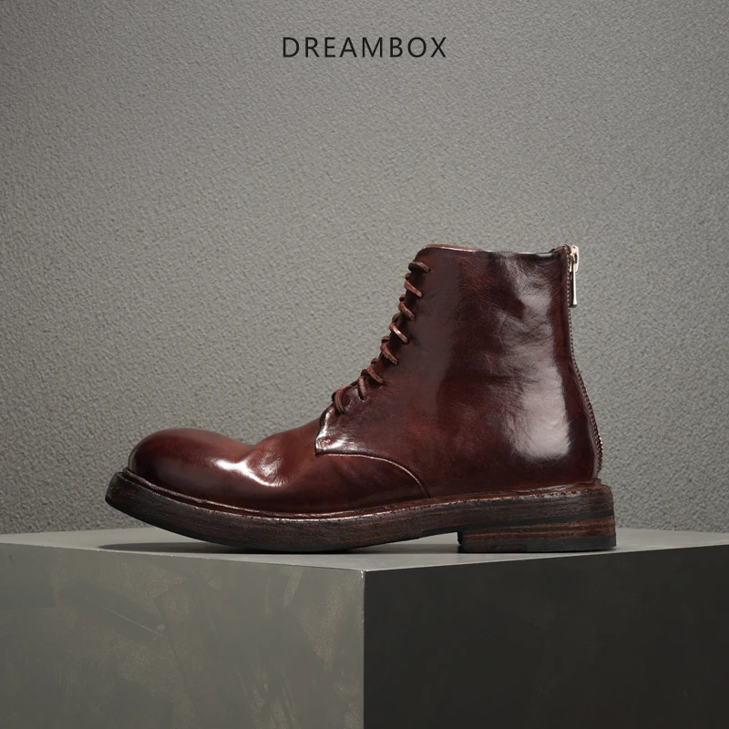 dreambox钧博高档马丁靴vibram高帮皮靴马皮手工靴复古固特异男靴