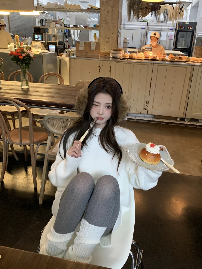 【不冷BULENG】圆领毛衣女冬季新款宽松慵懒针织衫长袖打底衫套装