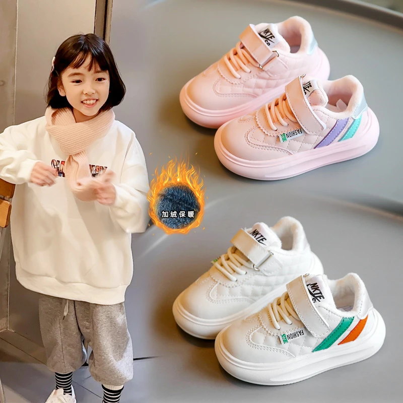 女童棉鞋2023冬季新款儿童运动冬鞋小童女孩加绒二棉板鞋加厚宝宝