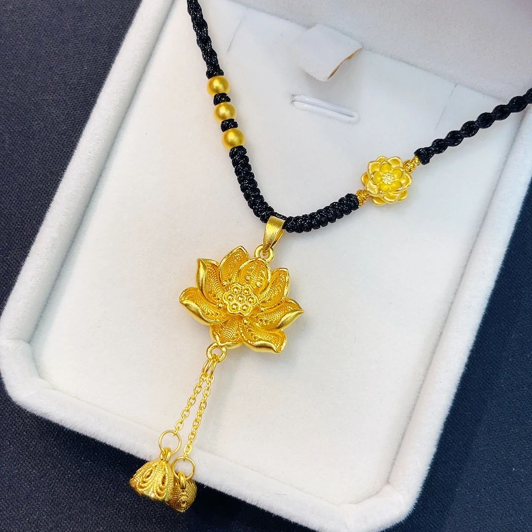 足金999黄金荷花编绳