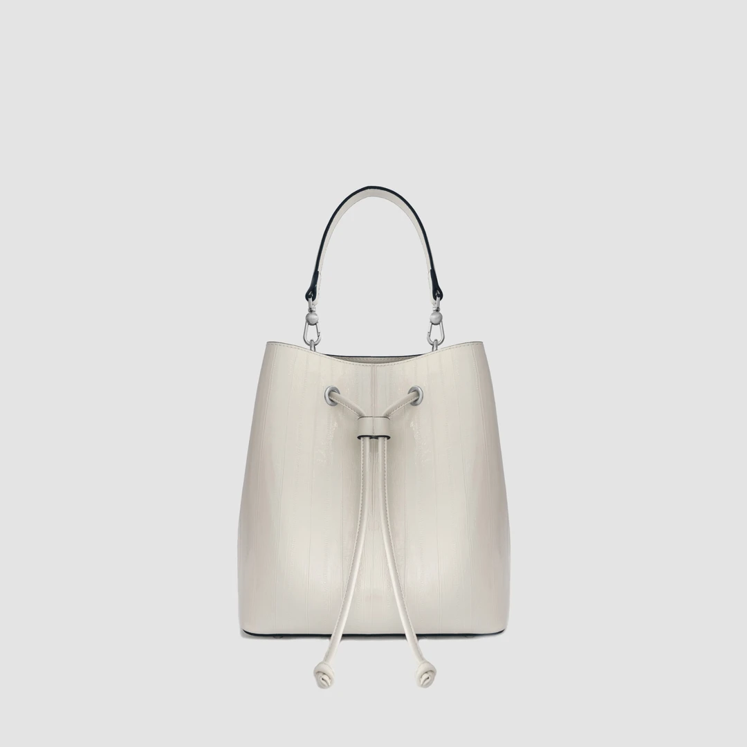 绿谷6603白色时尚百搭新款大容量手提女士包水桶包手提斜挎女包