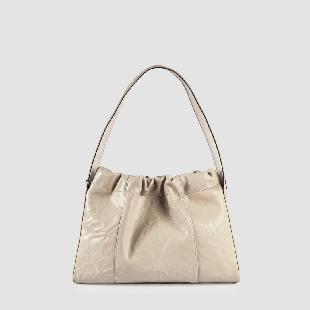 绿谷7144杏色时尚气质百搭女士休闲包包轻奢经典褶皱单肩腋下女包