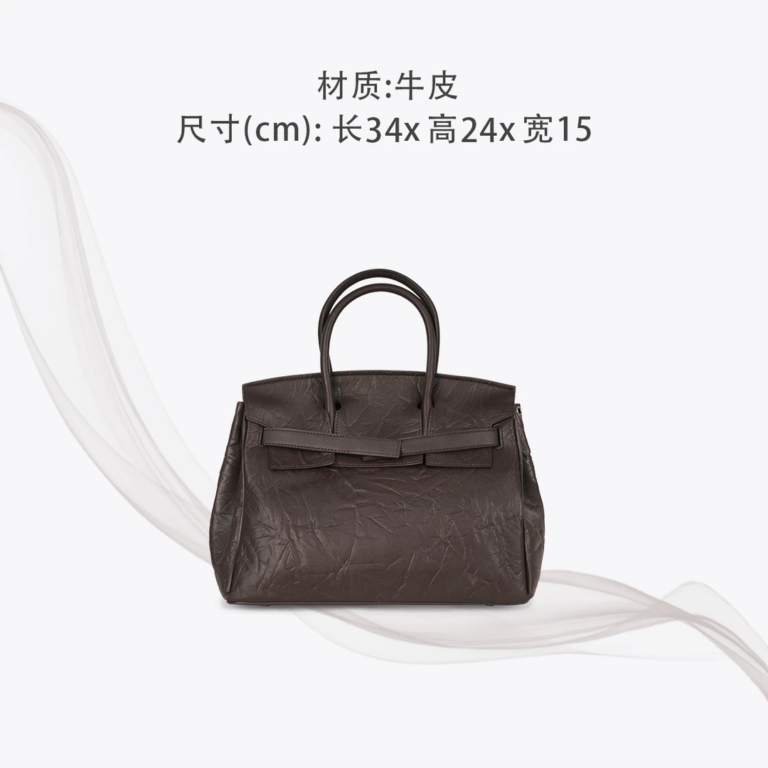 轻奢手提包女士单肩包真皮百搭时尚斜挎包经典女包51Q36咖啡色