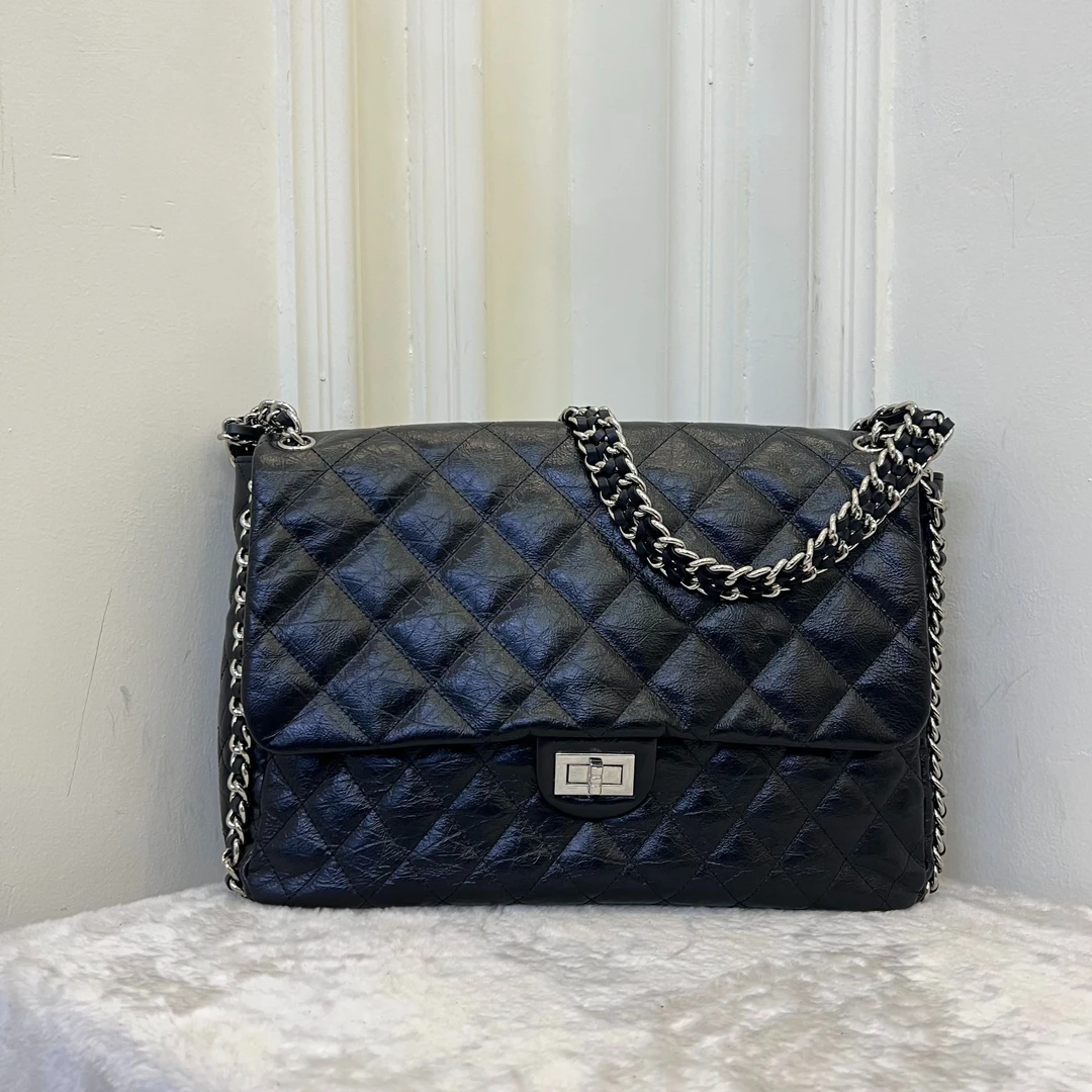 时尚轻奢7663黑色经典菱格包单肩斜挎女包