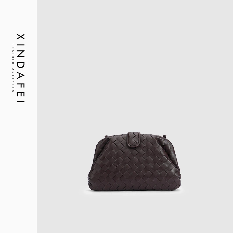 时尚轻奢39A22咖啡色编织包单肩腋下包