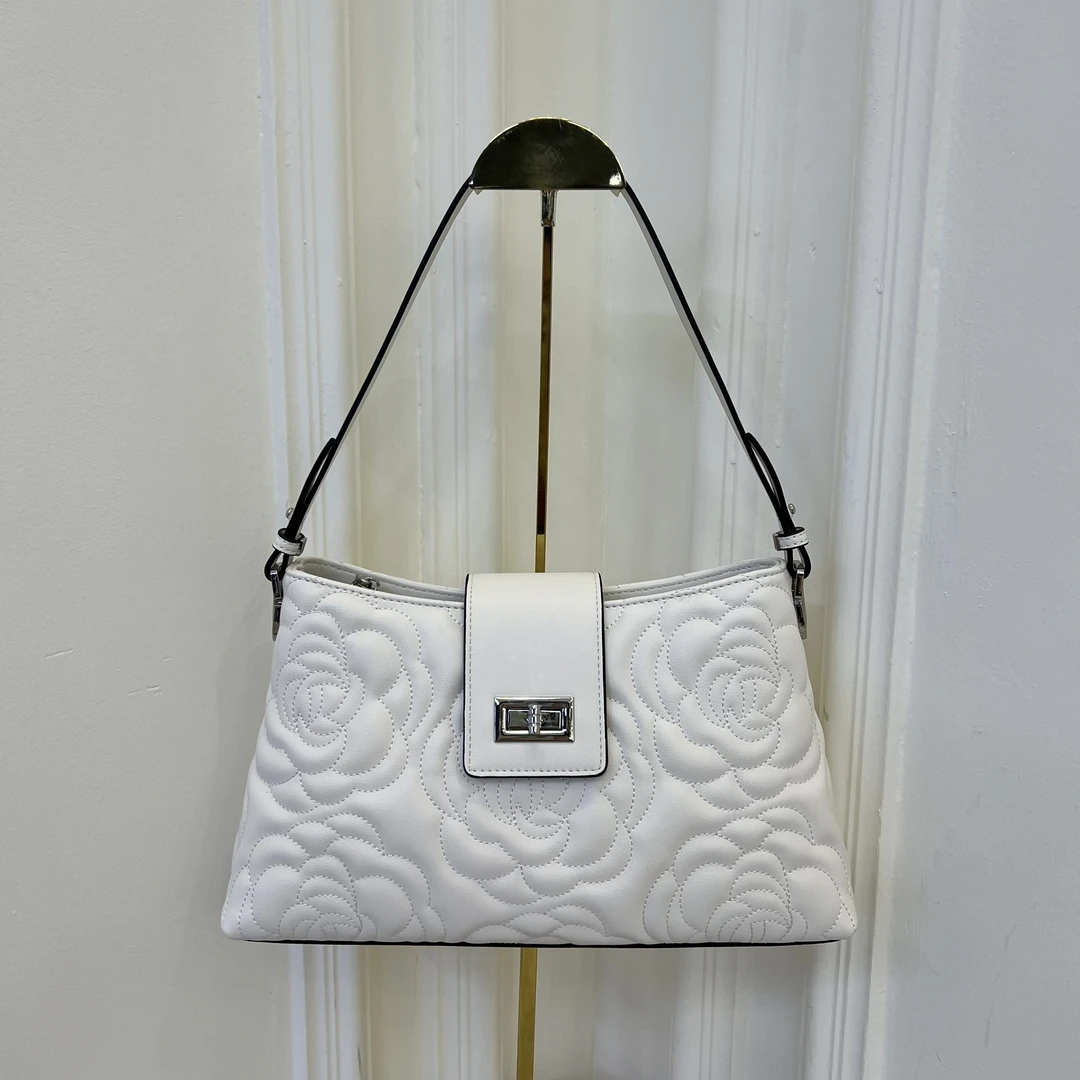 时尚单肩7457白色轻奢斜挎女包