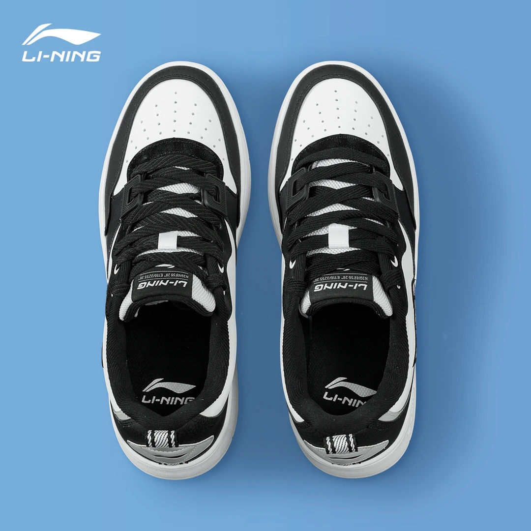 李宁板鞋男鞋2024秋季新款百搭休闲鞋正品黑白熊猫轻便运动鞋男款