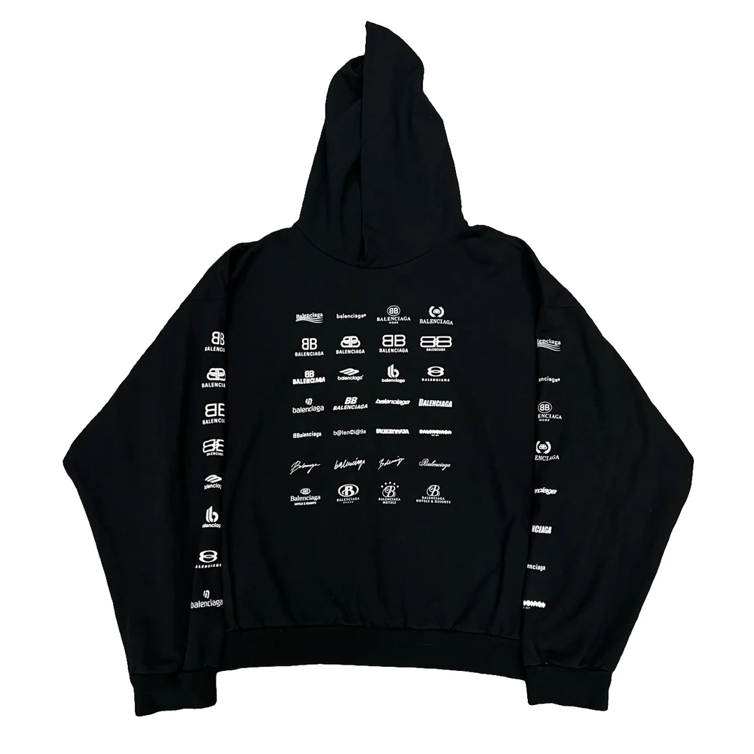 Balenciaga/巴黎世家/满弹幕Logo/卫衣/L码/宽松版型