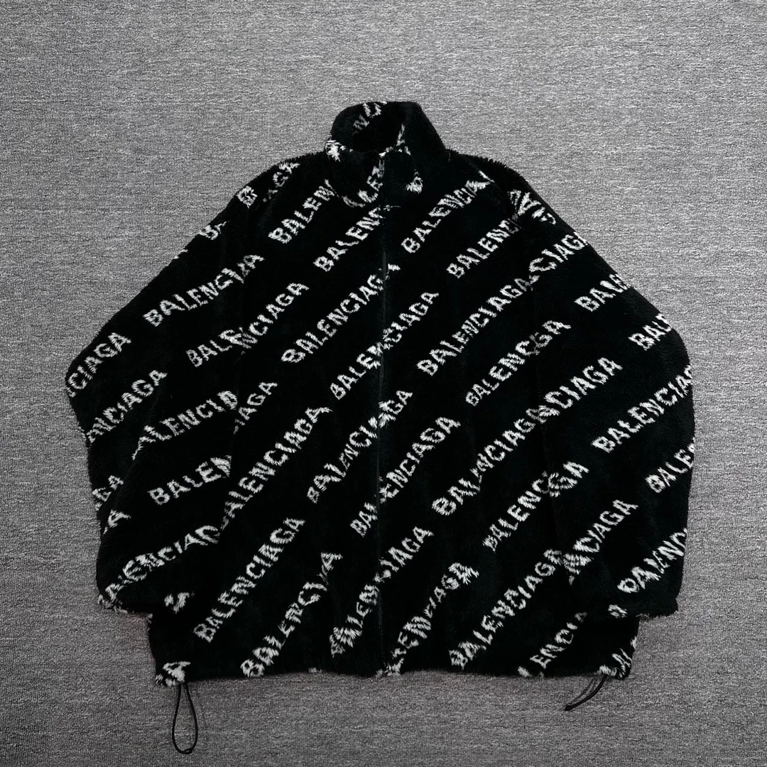 Balenciaga/羊羔毛拉链外套/满印Logo外套/99新