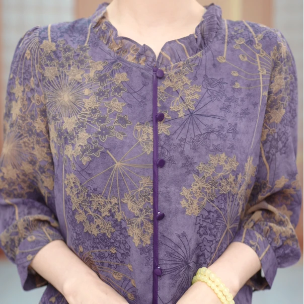 杭州专柜贵夫人高端大码紫色韵味上衣ZF-G91