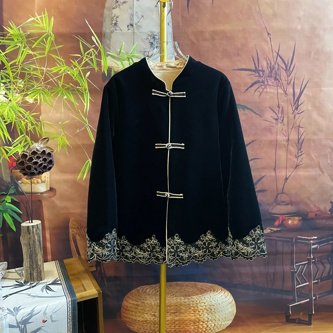 【国风外套9015】新中式丝绒冬季新款外套加棉女款