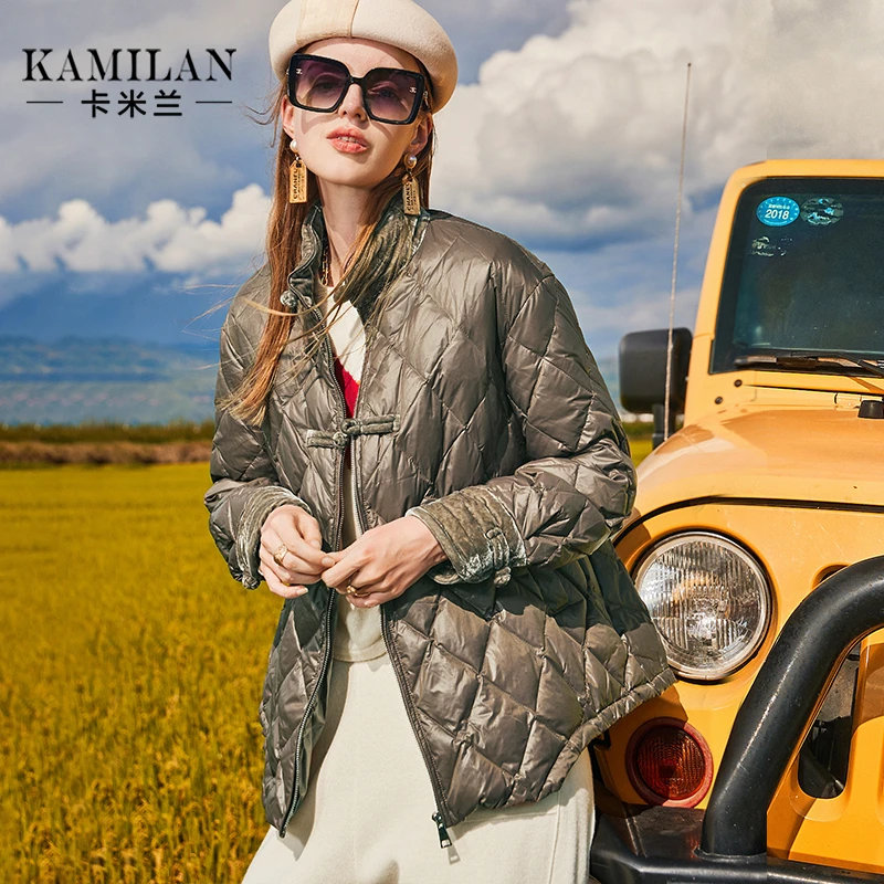 卡米兰新中式短款复古羽绒服女2022冬季新款时尚百搭保暖羽绒外套