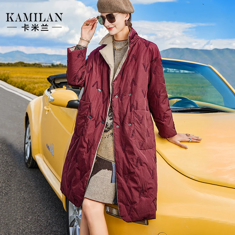卡米兰绣花羽绒服女2021年新款冬装KML22C98082