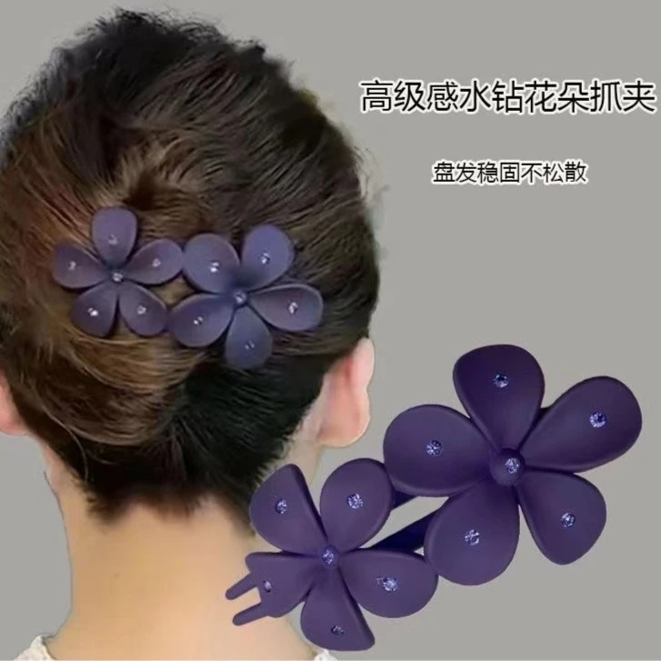 韩版网红镶嵌花朵鸭嘴夹女韩式头发夹草莓抓夹气质一字夹可爱碎发