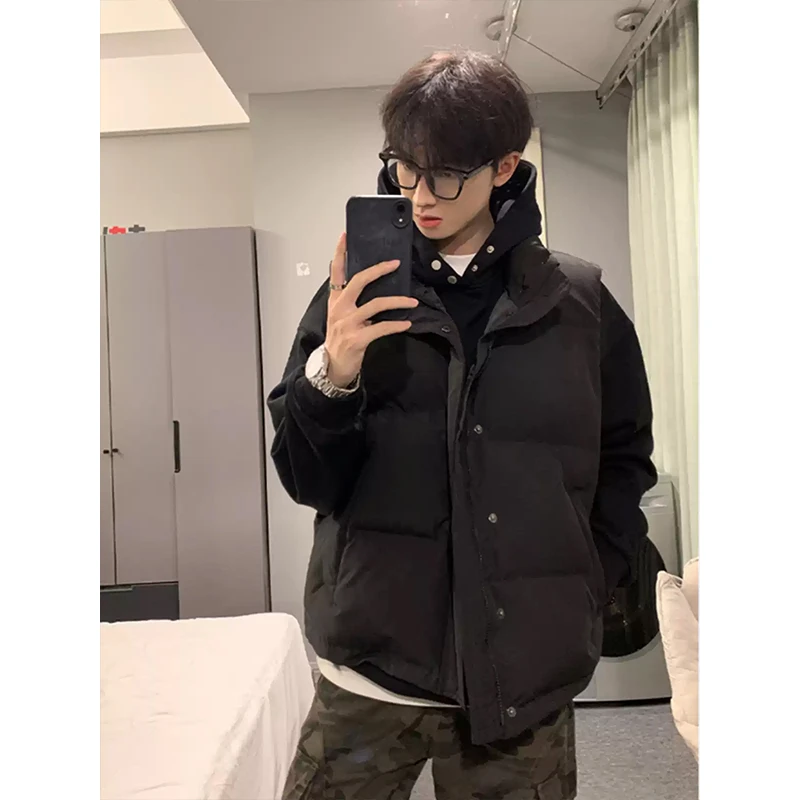 cleanfit黑色马甲羽绒棉服男冬季外穿背心高级感加厚保暖工装外套