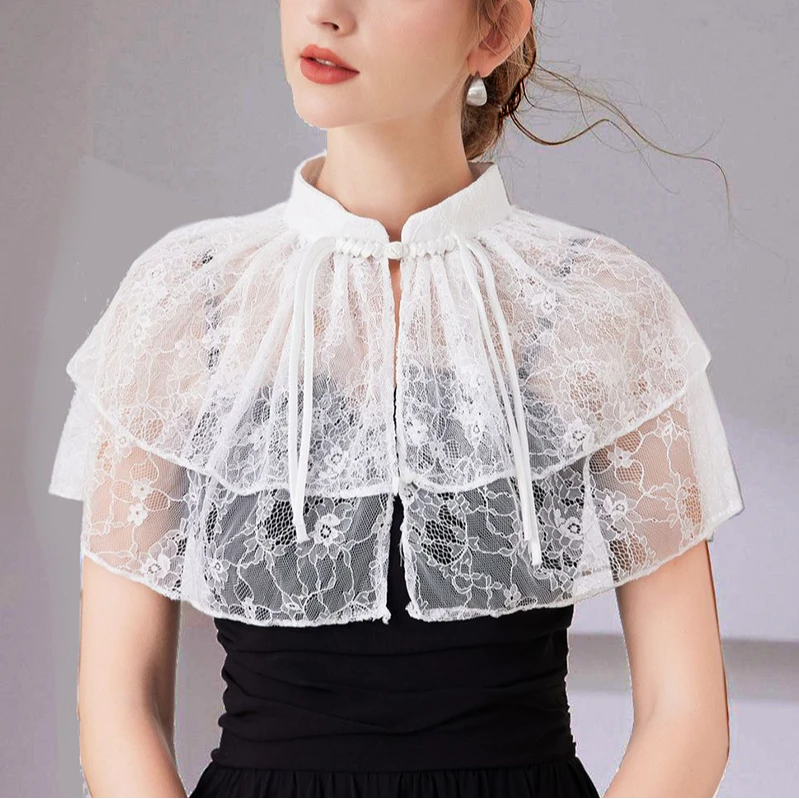 新中式国风斗篷衬衫搭配披肩百搭多功能假衣领假领子女夏配连衣裙