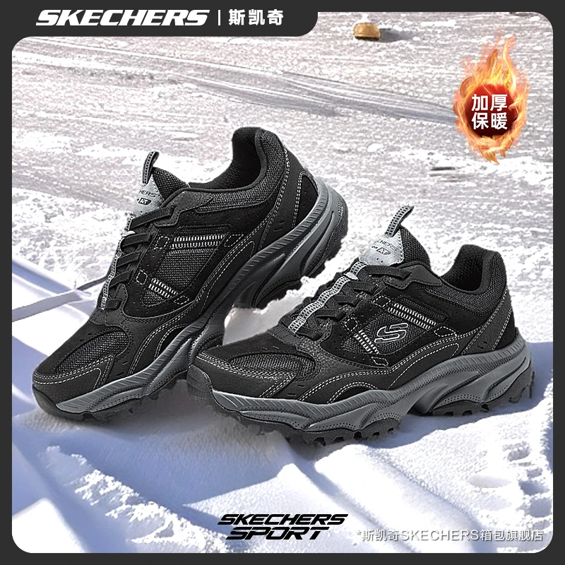 斯凯奇【冬款一脚蹬加厚】冬季男鞋厚底户外百搭运动休闲鞋23