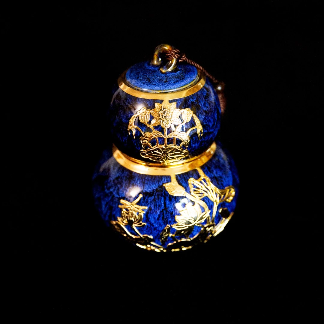 茶叶罐金镶玉双层葫芦陶瓷手工高档密封罐礼盒装