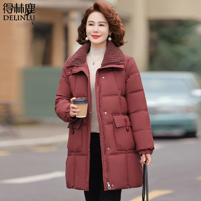 气质妈妈冬装羽绒棉服2024新款洋气棉衣中老年人秋冬保暖棉袄外套