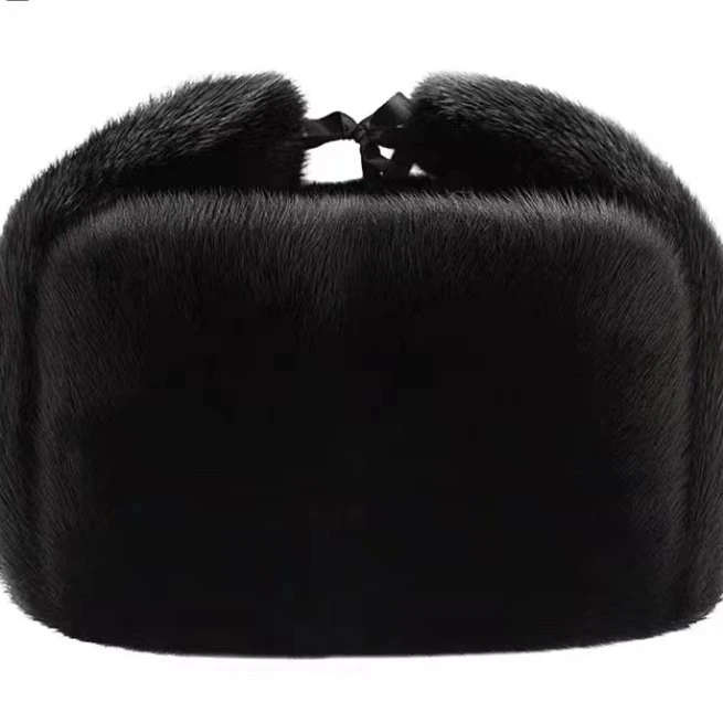 貂皮帽子男中老年整貂毛雷锋帽秋冬季户外水貂皮草保暖护耳雷锋帽