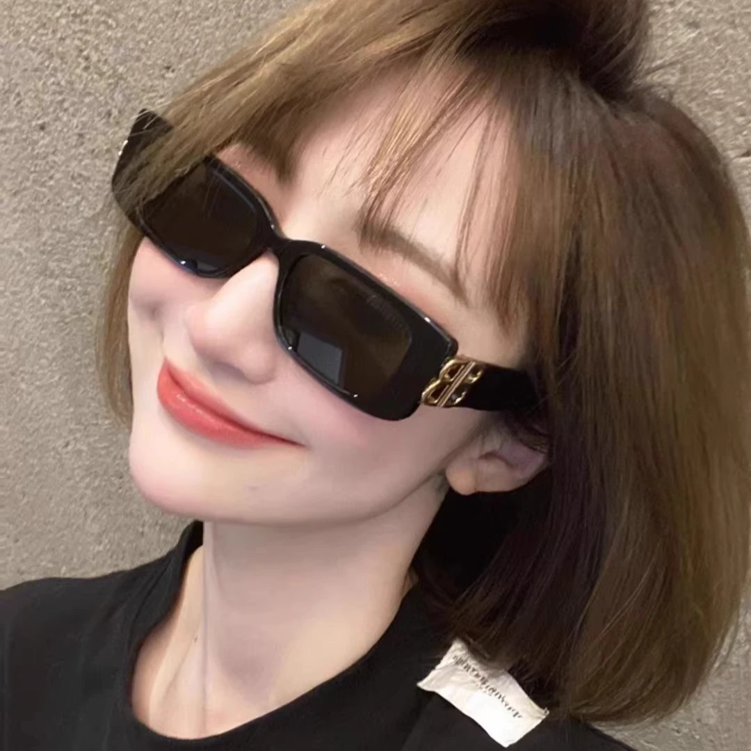 双B欧美ins小脸辣妹偏光墨镜女窄框小款复古方形蹦迪简约街拍女