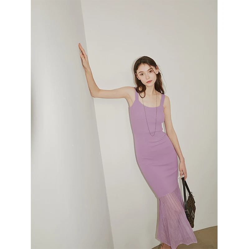 MixSelection｜莫奈玫瑰 透视鱼尾裙 设计感针织连衣裙女SS23Q031