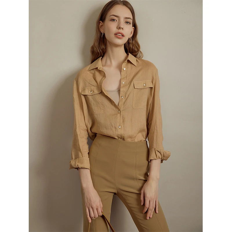 Mix Selection慢调 苎麻宽松春日衬衫女2024年新款长袖MSAIY0014