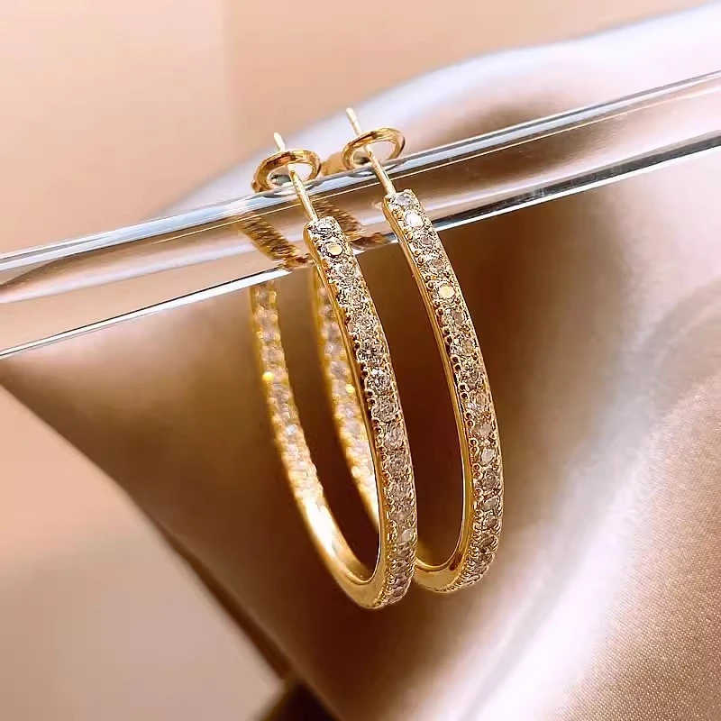 铜合金耳饰 锆石耳圈百搭银针耳环小众耳钉2024新款耳饰轻奢耳钉