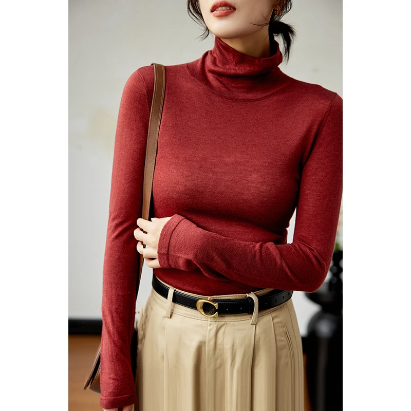 【水溶堆堆领】新款修身显瘦女秋冬长袖内搭叠穿保暖上衣纯色百搭