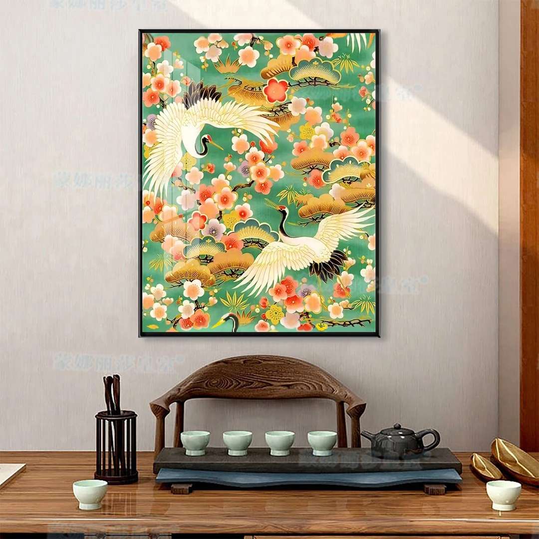 正品蒙娜丽莎十字绣 仙鹤祥云 新款简约祝福客厅玄关装饰小件线绣