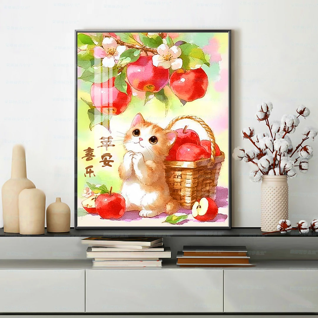 【进口棉布】蒙娜丽莎皇室十字绣平安喜乐幸福新可爱猫咪装饰手工绣