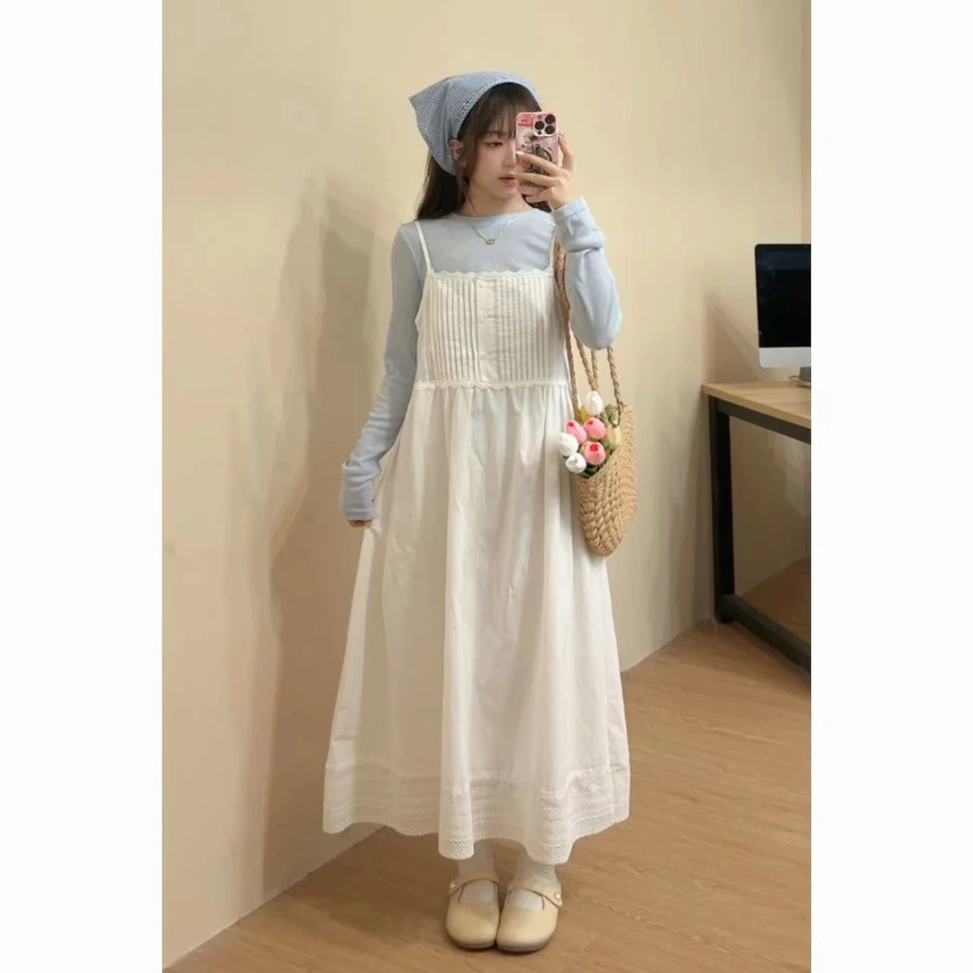 （清货） 小清新甜美白色吊带连衣裙百搭内搭初恋裙Q292