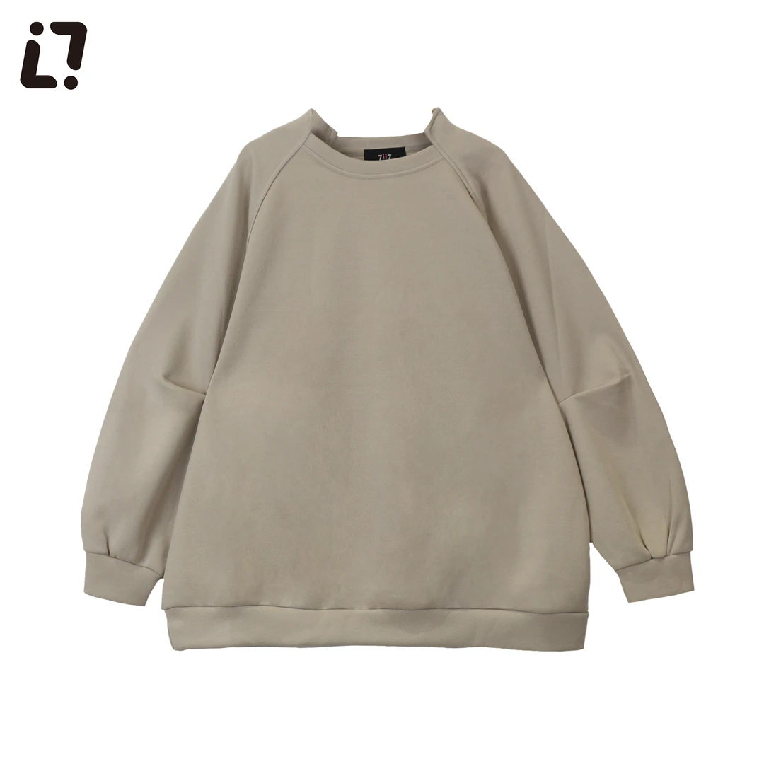 美式复古纯色休闲 圆领卫衣1895