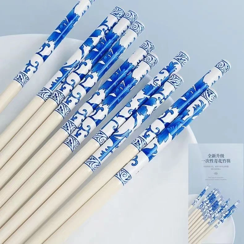青花瓷一次性竹筷加粗加长独立包装卫生酒店筷高档高档家用中式