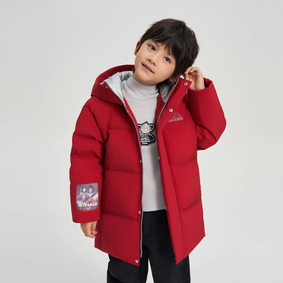 2024冬季新款男童中长款奥特曼连帽保暖羽绒服T40143203