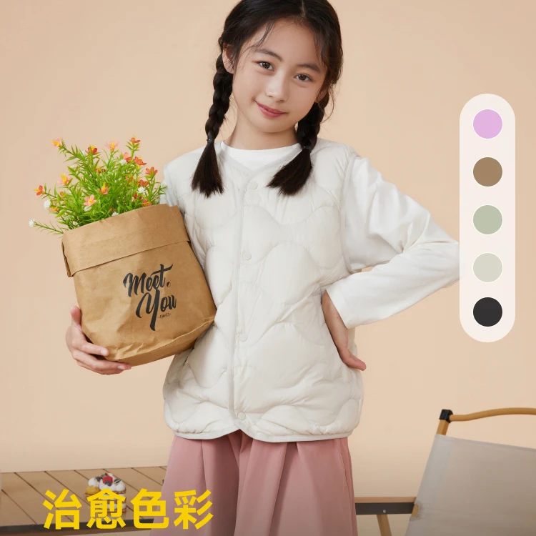 秋季新款男女短款童装保暖轻薄圆领羽绒服外穿T40135020