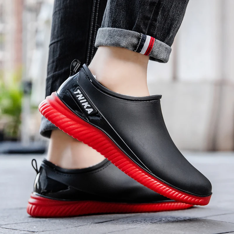 工地专用雨鞋男夏天低帮防滑耐磨防水鞋工作厨师厨房胶鞋加厚短筒