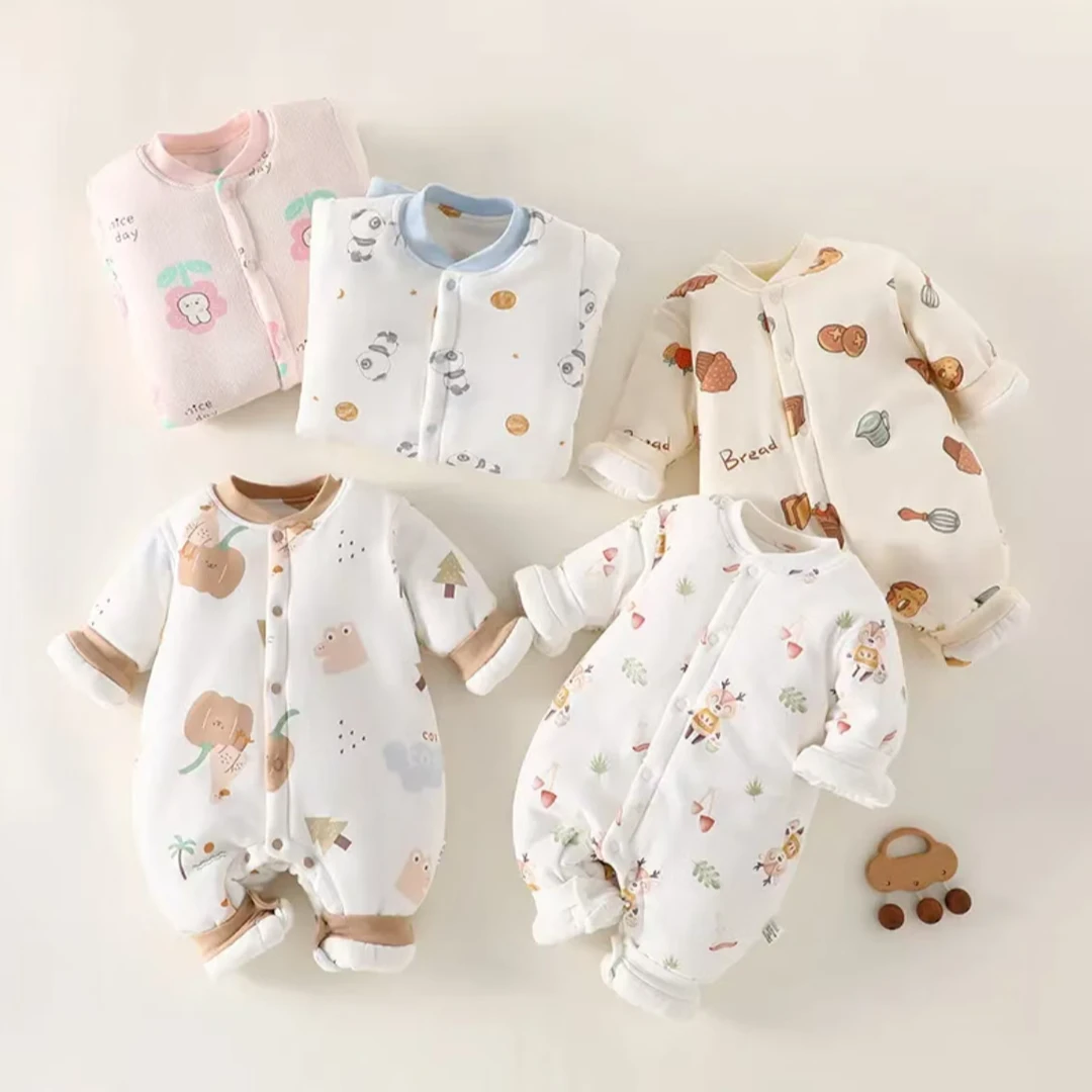 【200克】婴儿冬款连体衣加厚保暖新生儿衣服含棉花宝宝哈衣爬服