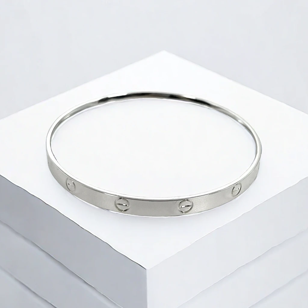 足银手镯 足银手镯 15.3克足银9999单圈卡家闭口手镯女实心手镯