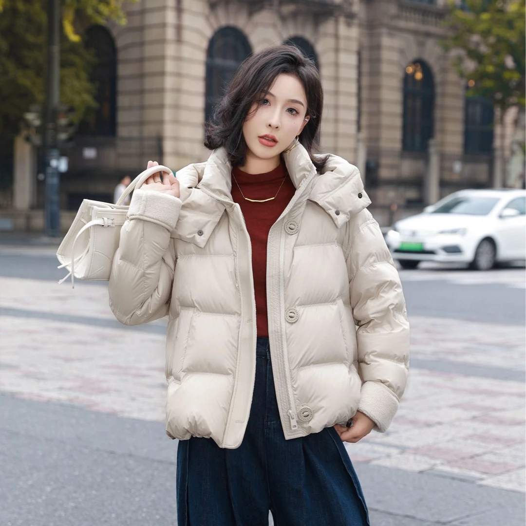 轻柔面料泡芙90%绒子含量白鸭绒羽绒服短款小个子冬季8703#