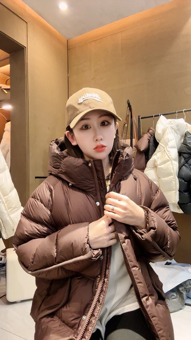 无耳版~！新国标90%绒子含量白鸭绒羽绒服宽松厚女