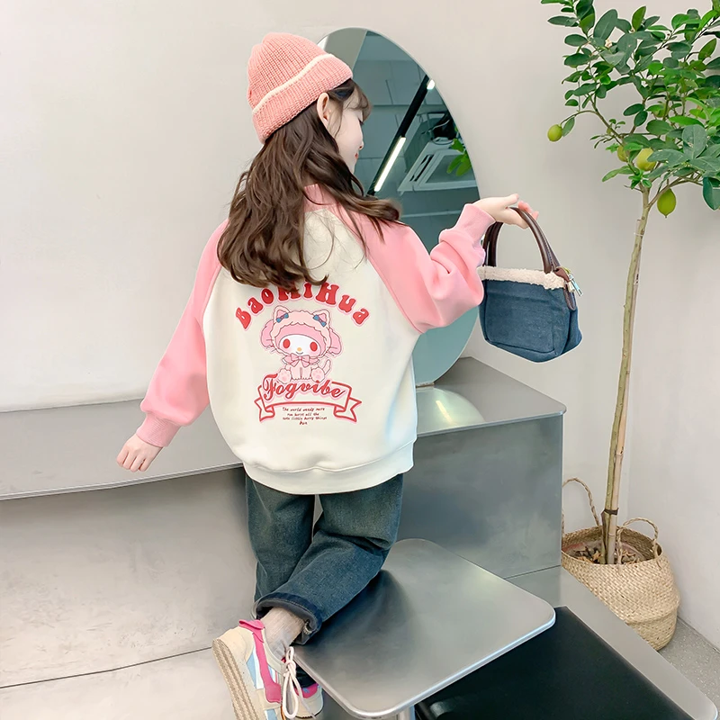 女童加绒卫衣秋冬款2023新款网红小女孩冬季加厚上衣S11548