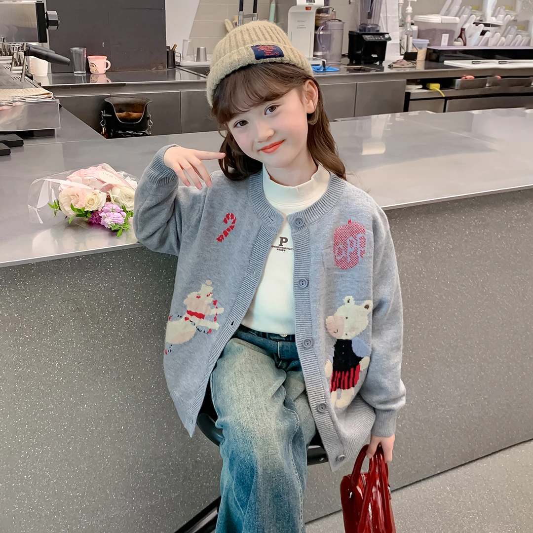 女童2024秋季新款儿童春秋洋气女孩韩版时髦时尚毛衣Q12619