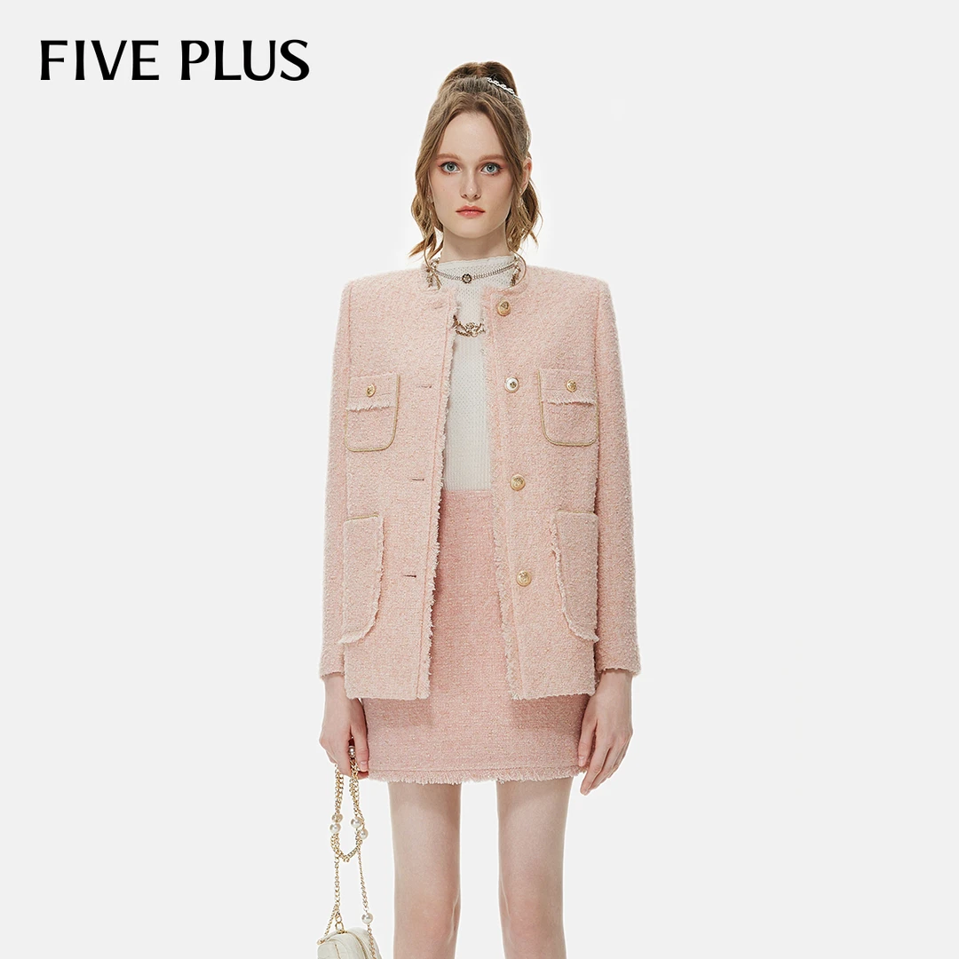 FIVE PLUS冬装小香风外套女上衣高级感气质通勤中长款2TE4045160