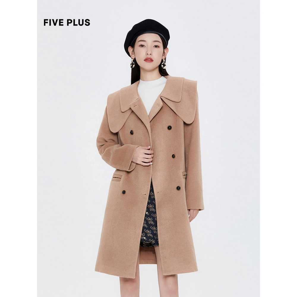 FIVE PLUS毛呢外套女大衣中长款设计感呢子2NE4340370