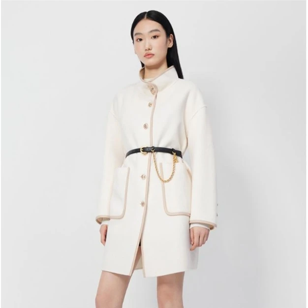 FIVE PLUS冬装外套女立领宽松呢子大衣2WN4343080